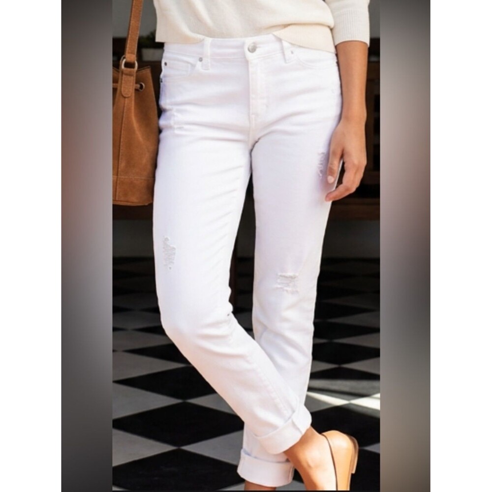 Liverpool | Liverpool White Marley Girlfriend Jeans Distressed Crop Jeans NWT 0